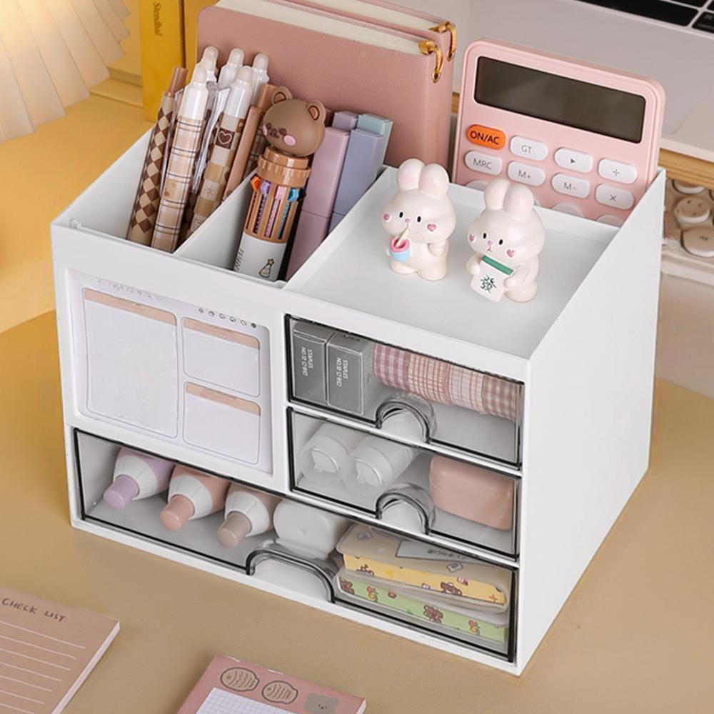 메모기능 올인원 책상정리함 미니서랍 사무실 책상 꾸미기 정리 데스크 오거나이저 제품 이미지