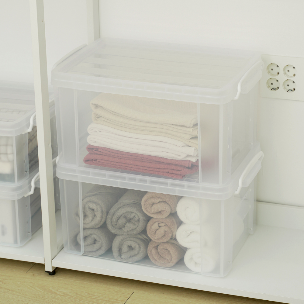 [도착보장] 라이피스트 엔플 투명 리빙박스 옷 수납 다용도 정리함 34L 2개