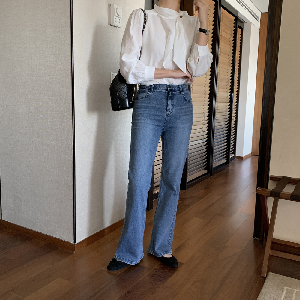 루즈핏 스카프 리본 타이 블라우스 벌룬 퍼프 여성 브라우스 가을 레이어드 프릴 블라우스 - 상세 이미지 4