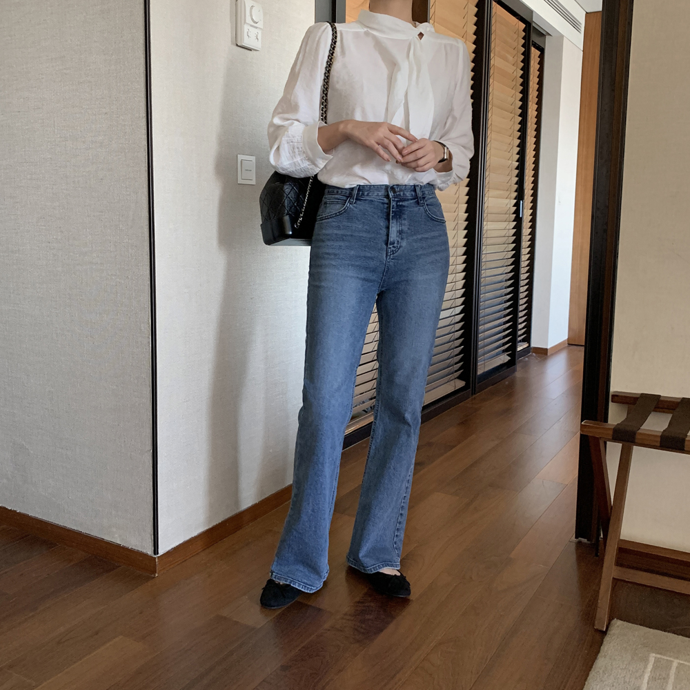 루즈핏 스카프 리본 타이 블라우스 벌룬 퍼프 여성 브라우스 가을 레이어드 프릴 블라우스 - 상세 이미지 5