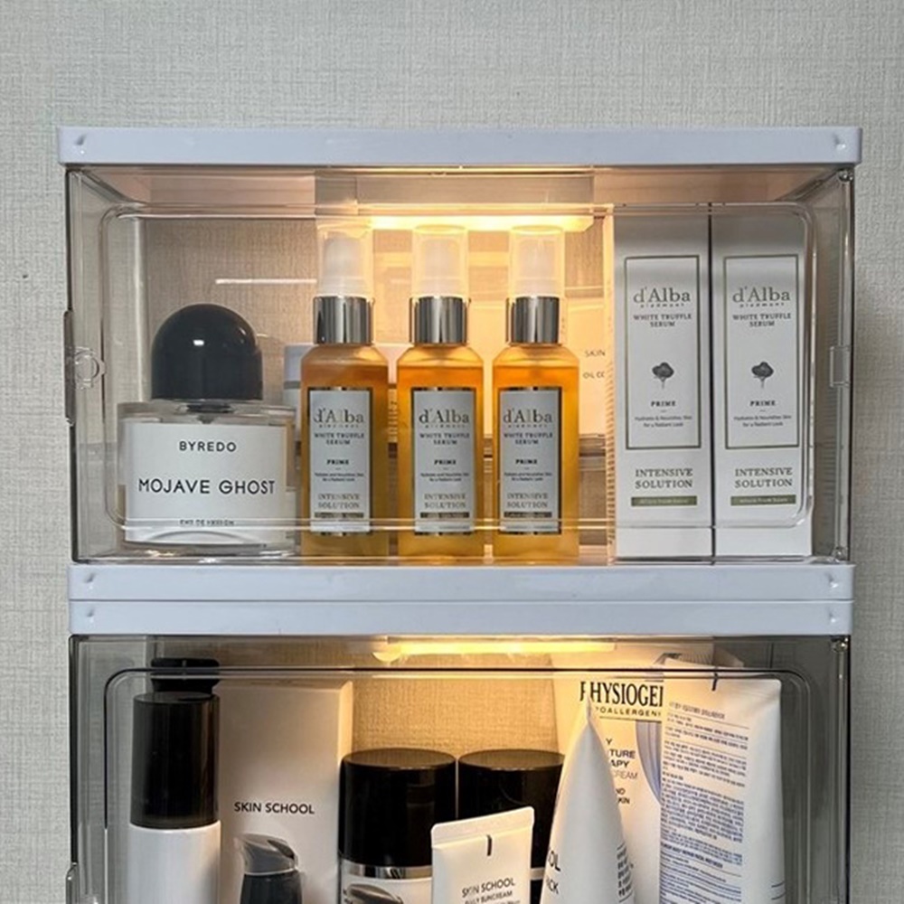 LED 화장품 정리함 화장대 정리대 향수 보관함 아크릴 수납함 소형