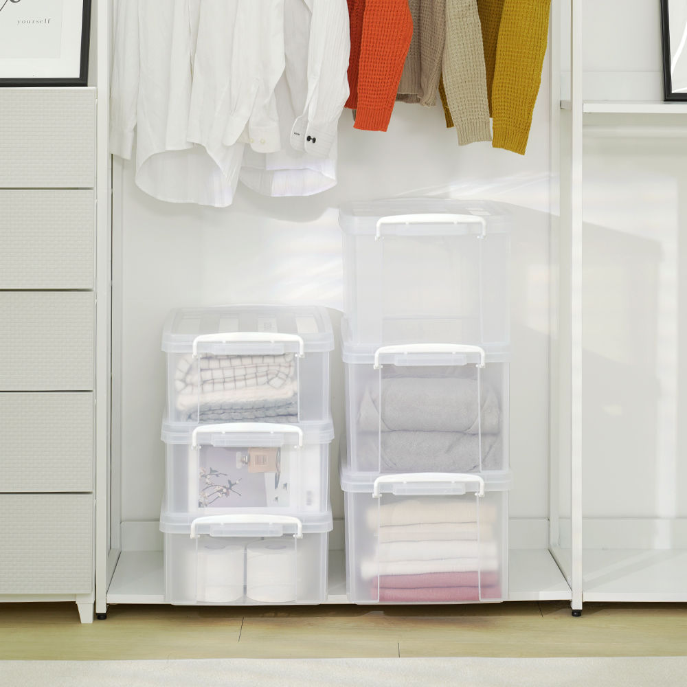 [도착보장] 라이피스트 엔플 투명 리빙박스 옷 수납 다용도 정리함 23L 2개