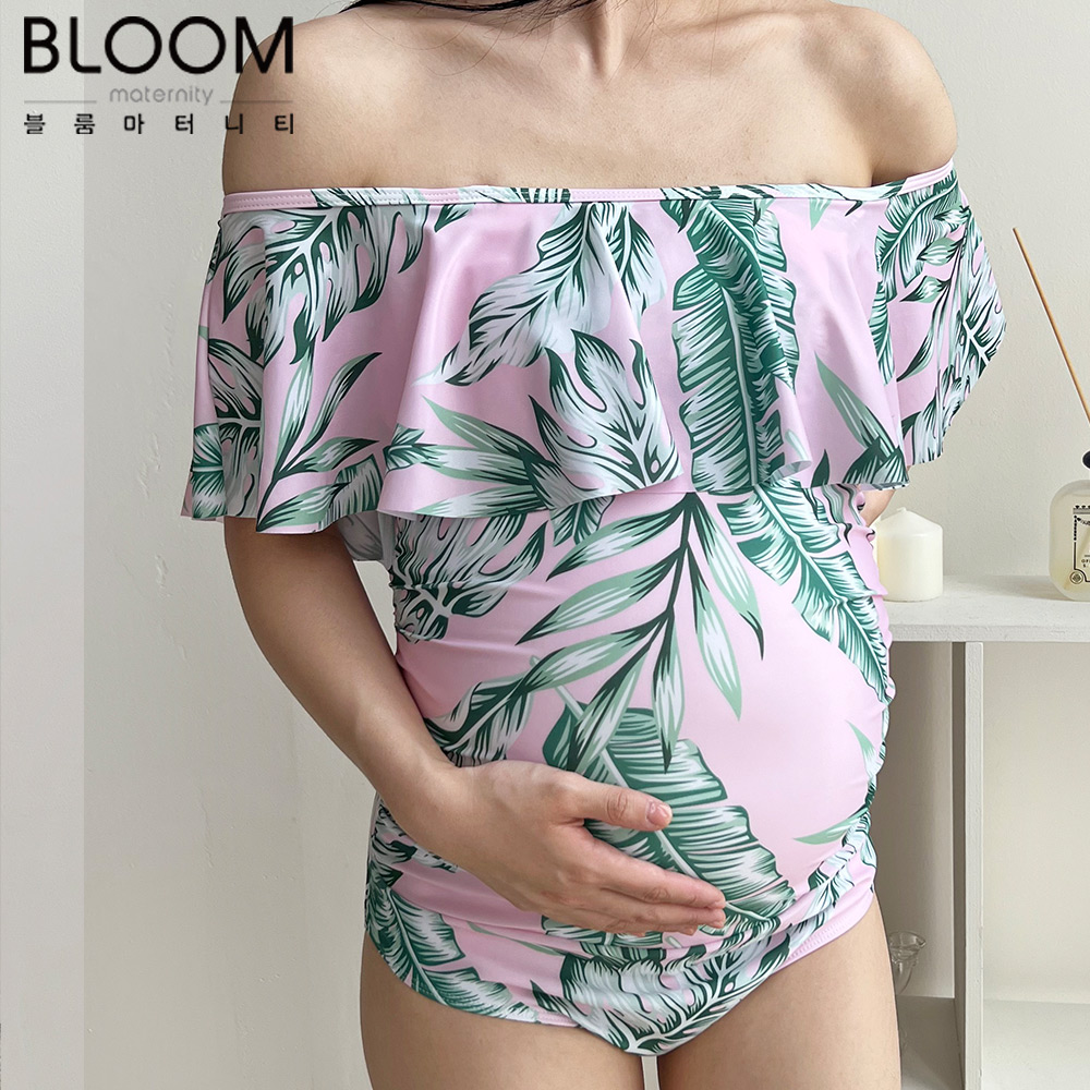 블룸마터니티 러플 임부복 임산부수영복 태교여행 임산부래쉬가드(블랙) 이미지 6