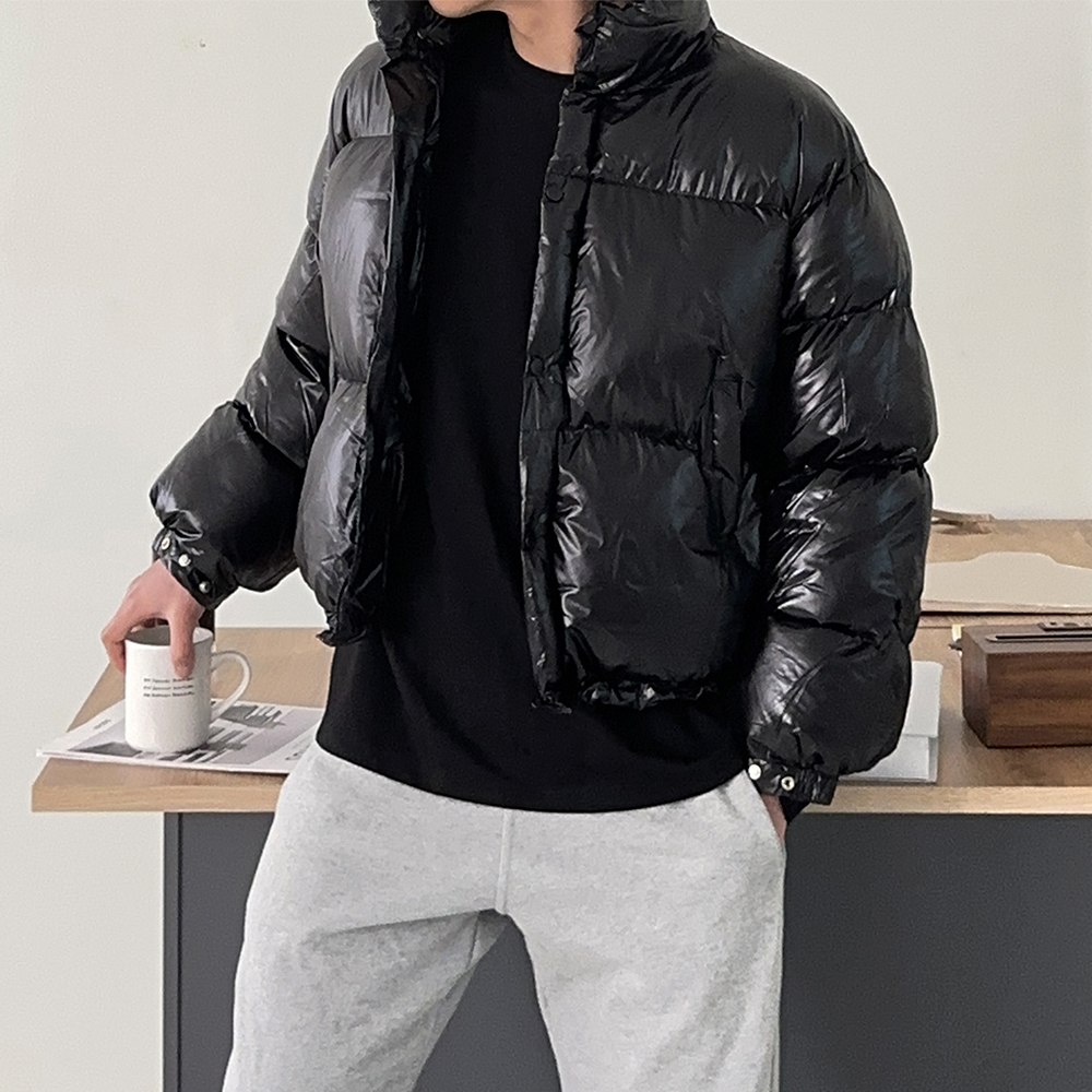 커플패딩 남자 오버핏 웰론 크롭 숏 패딩 이미지 2