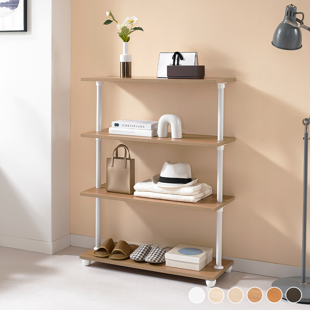 EASYON 이지온 국민튼튼 원목 인테리어 선반 수납장 WESW 다용도 800x300x1000mm, 4단, 메이플 - 상품 이미지