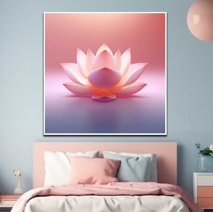 순수한 연꽃 45X45cm 무광골드 알루미늄액자 연꽃그림 - 상세 이미지 2