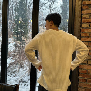 남자유넥니트 골지유넥니트 오버핏 골지 u넥 착용 후기 | 사이즈/핏 총정리 - 상품 이미지 4