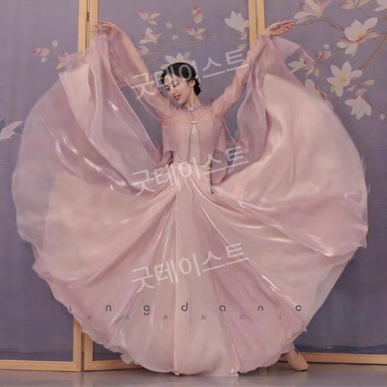 워십복 한국 무용복 풀치마 의상 고전 무용 워십댄스 선교 드레스 연영과 현대무용 입시용 - 메인 이미지