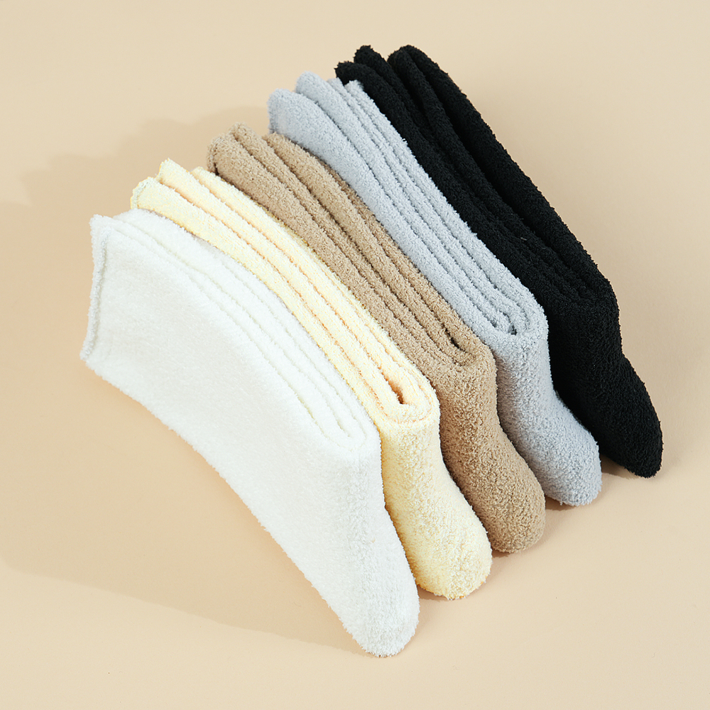 삭피엔스 차분한 컬러 데일리 수면양말 5켤레 국산 롱 양털 임산부 수족냉증 긴 수면양말