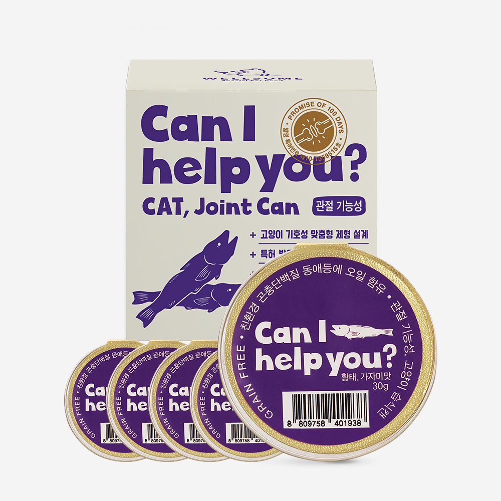 웰썸 Can I help you 관절기능성 습식캔 황태가자미맛 30g 4개입 (반려묘용) - 메인 이미지