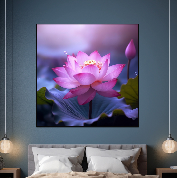 순수한 연꽃 45X45cm 무광골드 알루미늄액자 연꽃그림 이미지 8