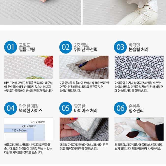 어린이집매트 유치원매트 185x140cm 아기 바닥 매트 이미지 7