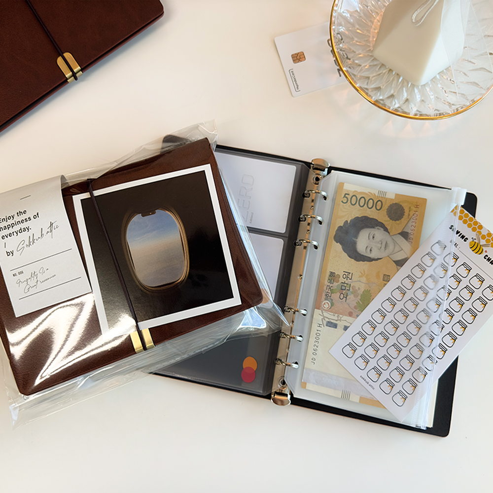 현금 바인더 6공 A6 다이어리 챌린지 용돈 저축 생활 속지 지퍼백 세트 상세 이미지 7