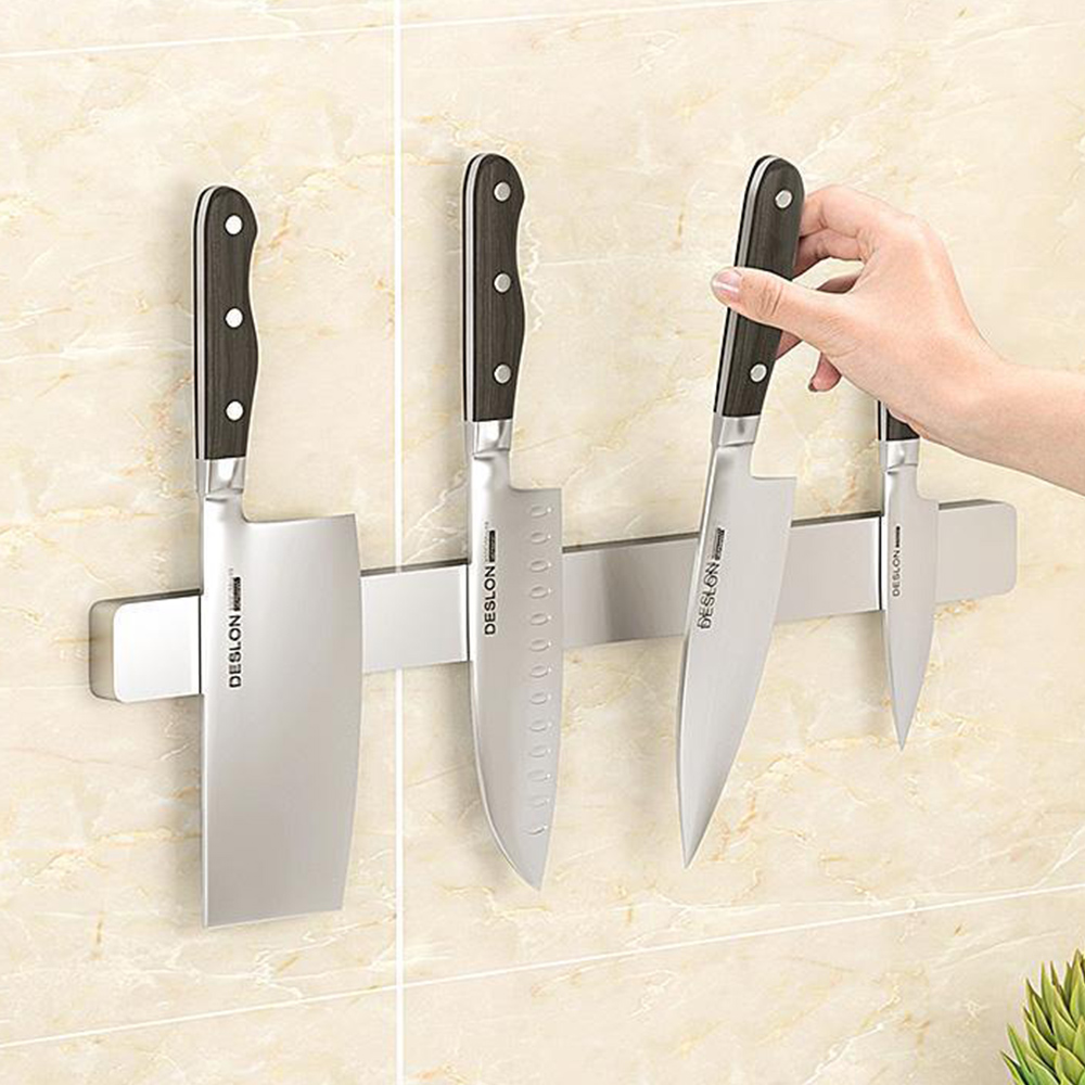 무타공 스텐304 자석 칼블럭 30cm 싱크대 주방 칼 거치대 보관함 칼꽂이 - 상품 이미지