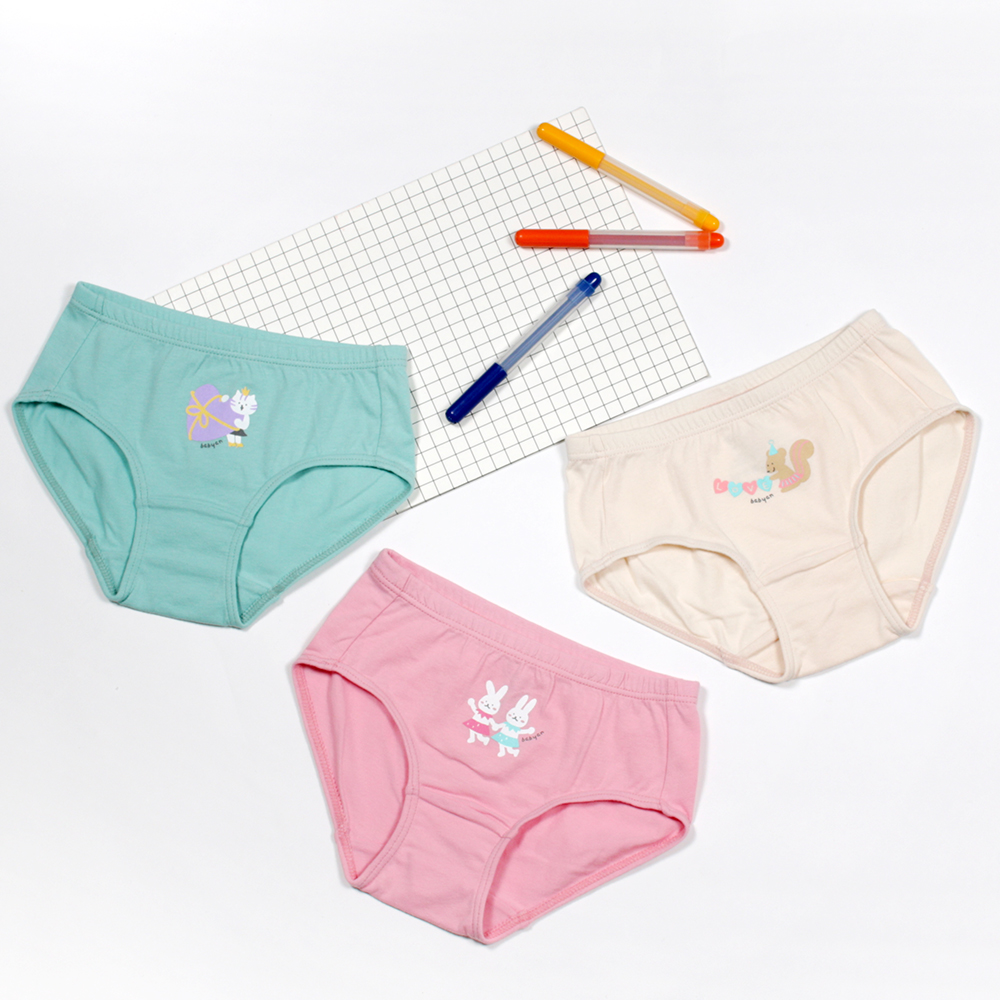[슈퍼특가] 베이비앙 첫팬티 두돌아기팬티 국내산 무형광 40수 면 유아 아기 아동 키즈 여자 여아 파티 삼각팬티 3종 세트(여아용)
