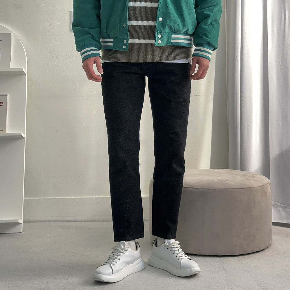 남자청바지 허벅돼 빅사이즈 밴딩 남자 기모 청바지