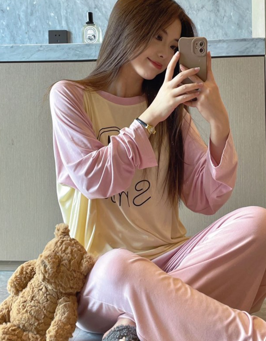 NEW 데일리 스마일 배색 모달 인견 상하의 세트 홈웨어 이미지 3
