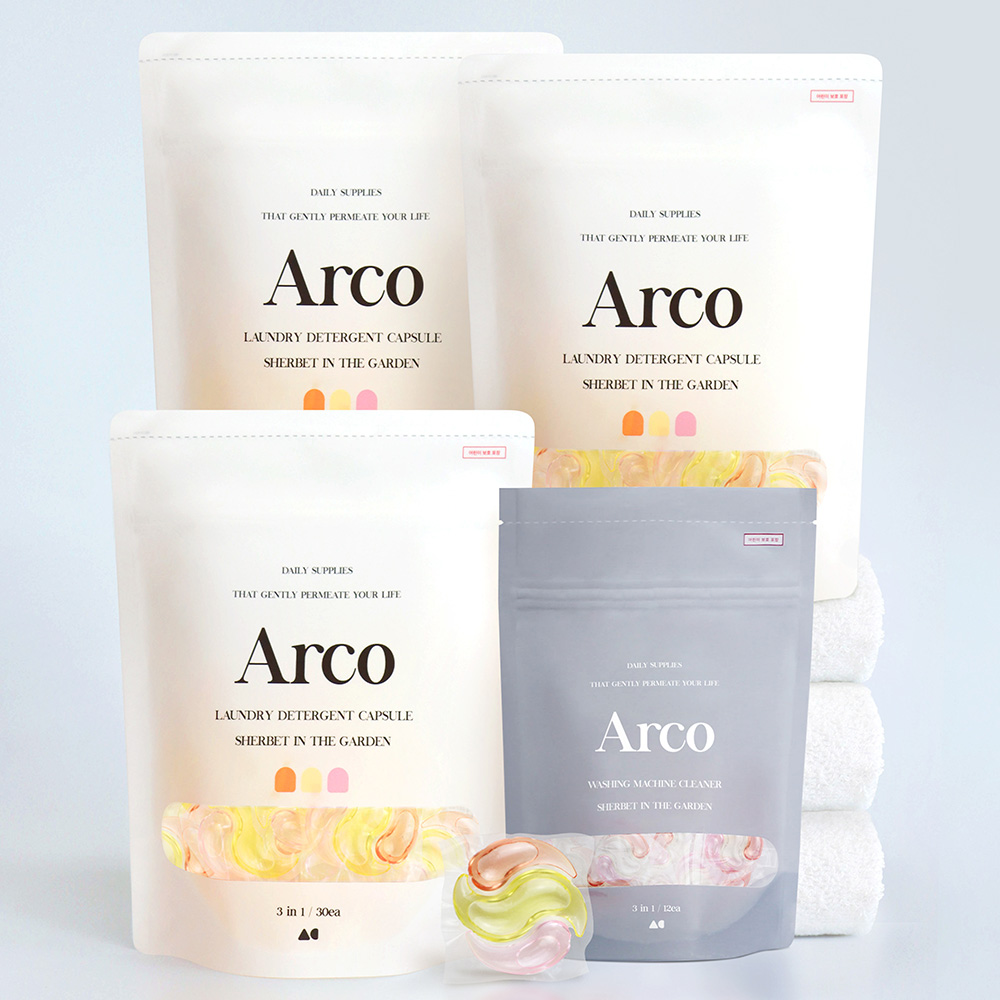 아르꼬 3in1 고농축 캡슐세제 90개입+세탁조클리너12개입 드럼용 미세먼지 세탁세제