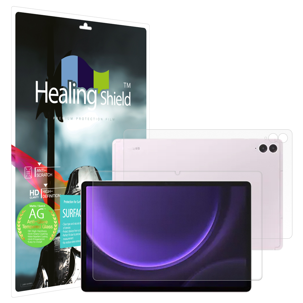 갤럭시탭S9 FE 플러스 저반사 강화유리필름1매 후면1매 - 상품 이미지
