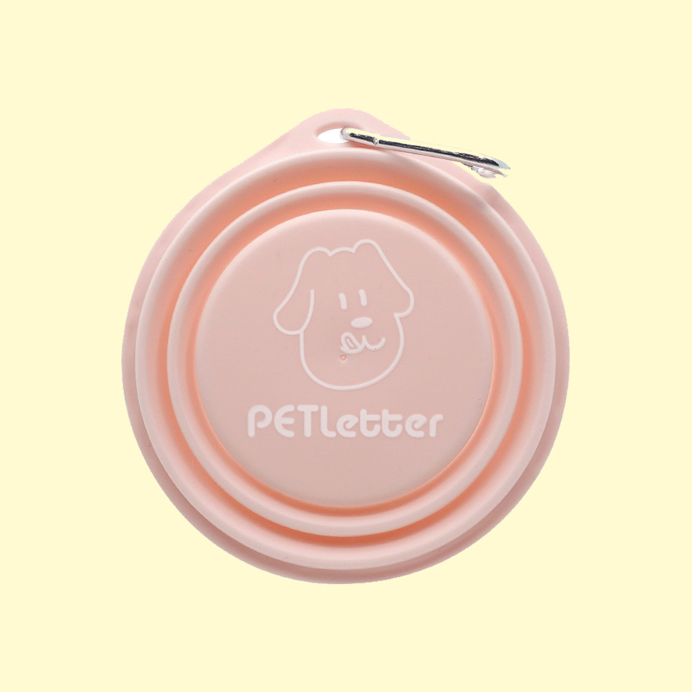 펫레터 접이식 펫보울 강아지 산책용 휴대용 밥그릇 물그릇 핑크