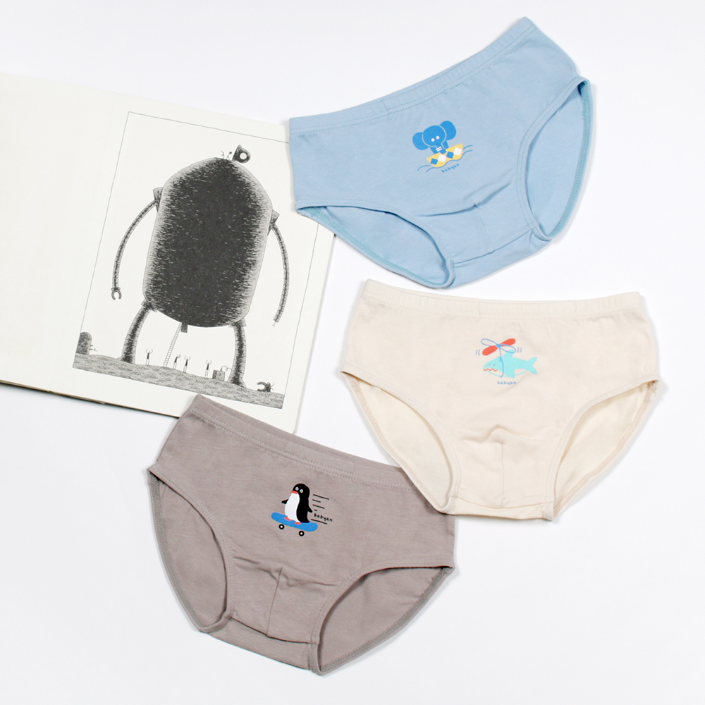 [슈퍼특가] 베이비앙 첫팬티 두돌아기팬티 국내산 무형광 40수 면 유아 아기 아동 키즈 남자 남아 라이더 삼각팬티 3종 세트(남아용)