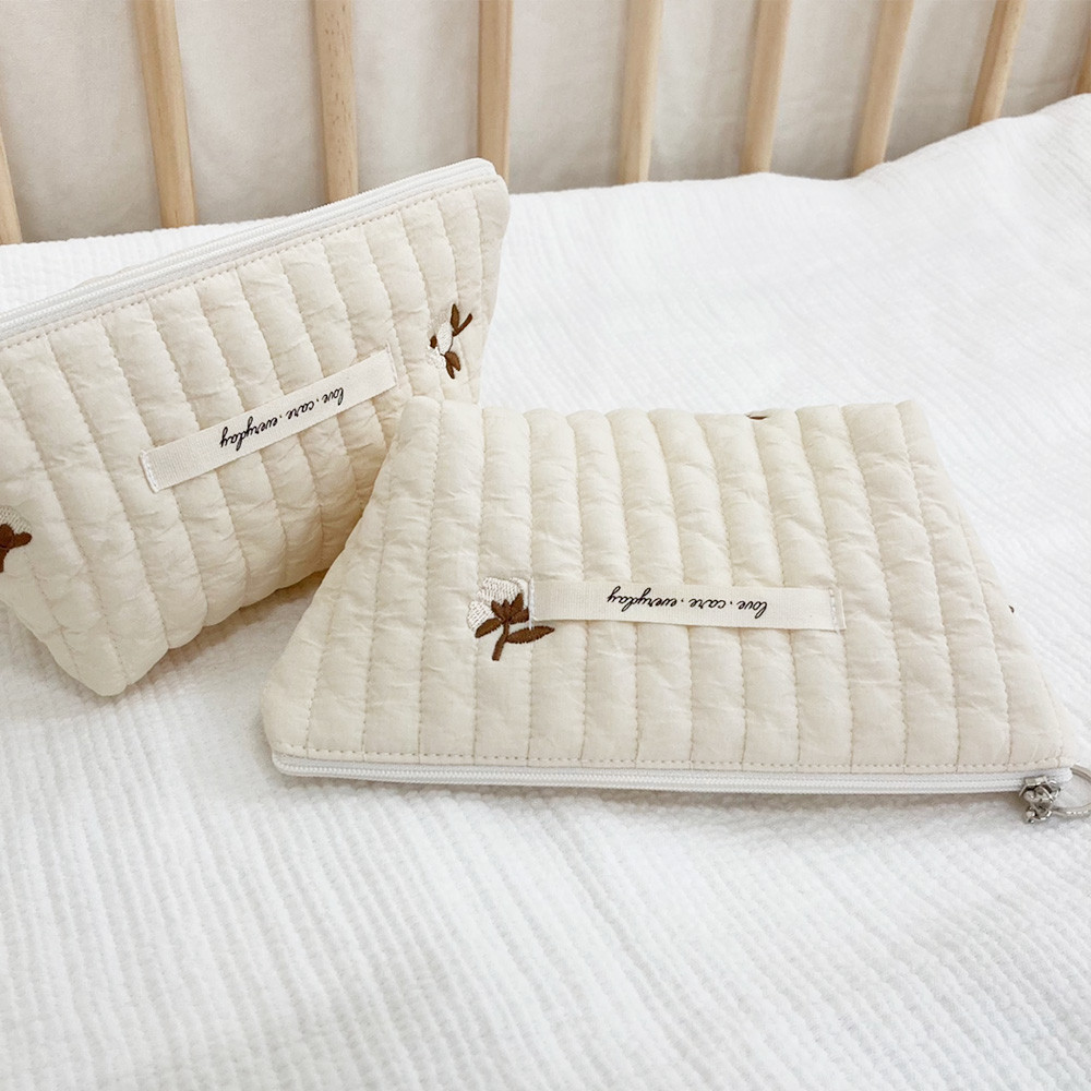 마롤로뜨 누빔면 기저귀 파우치 화장품 기저귀가방 아기 미니 주머니 아이보리S