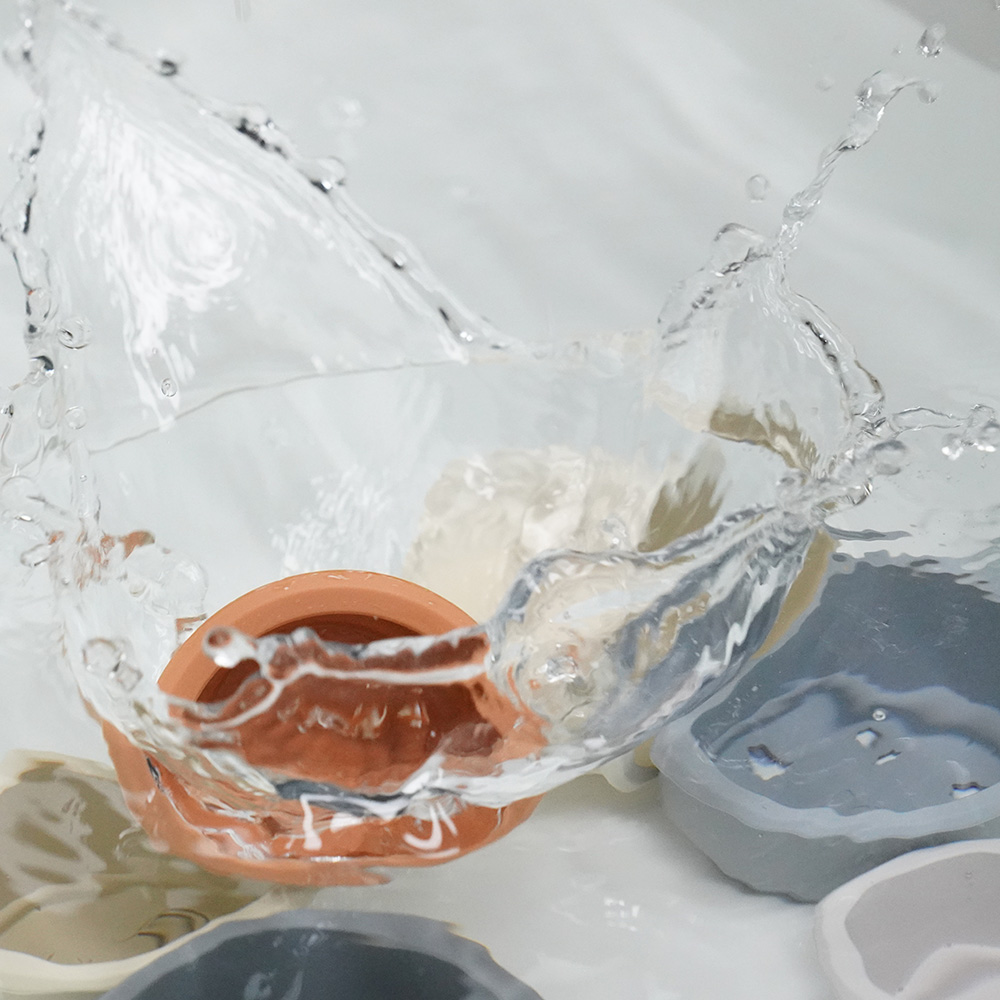 아띠래빗 유아용 실리콘 스태킹컵 장난감 아기 소근육발달 완구 오트브라운 8개입