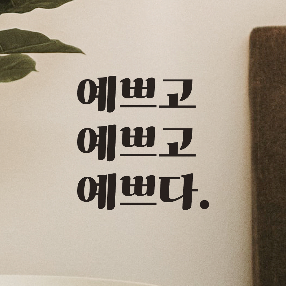거울 옷가게 카페 레트로 폰트 레터링 스티커 예쁘고 예쁘다 LG-035S 검정 - 상품 이미지