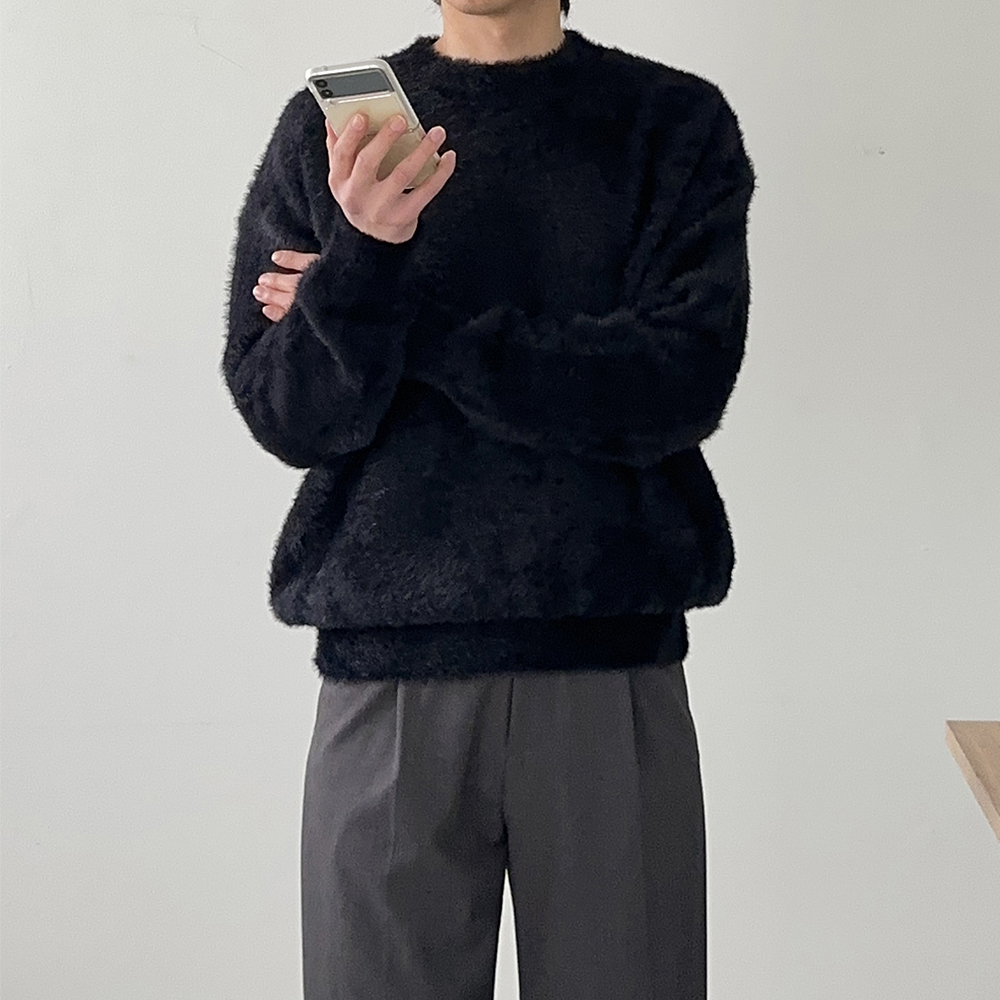 남자스웨터 오버핏 커플 앙고라 남자 니트 이미지 3