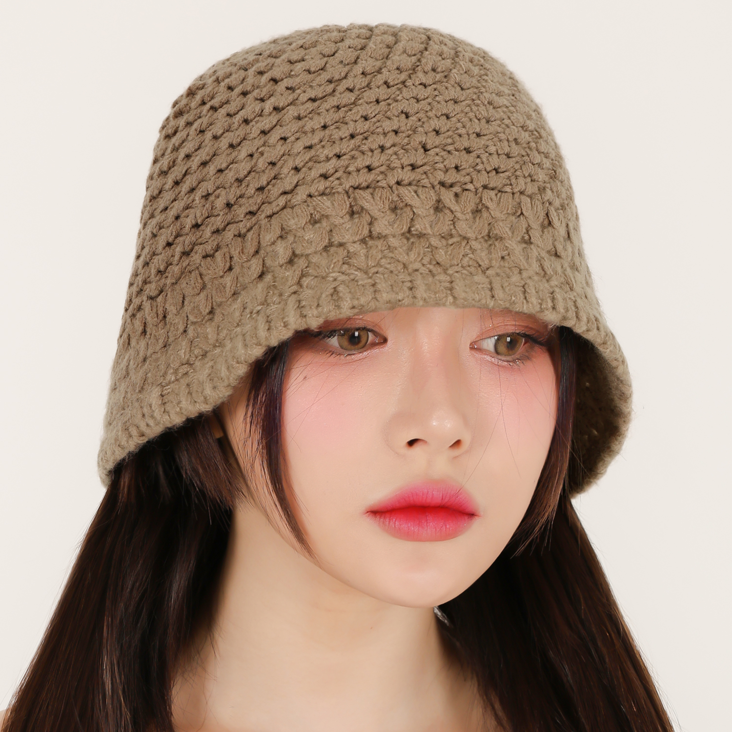 국내생산 니트 뜨개 벙거지 가을 겨울 크로쉐 버킷햇 여성 무지 모자