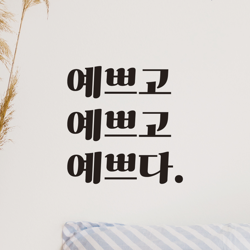 거울 옷가게 카페 레트로 폰트 레터링 스티커 예쁘고 예쁘다 LG-035S 검정 - 상세 이미지 3