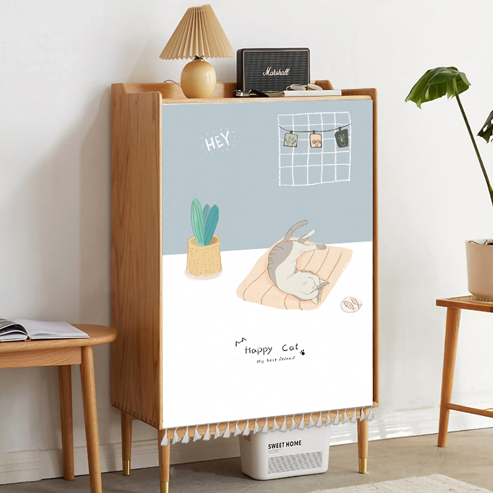 책장 선반 가리개 찍찍이 벨크로 붙이는 커튼 수납장 가림천 창문 가림막 6종 브라운캣 S