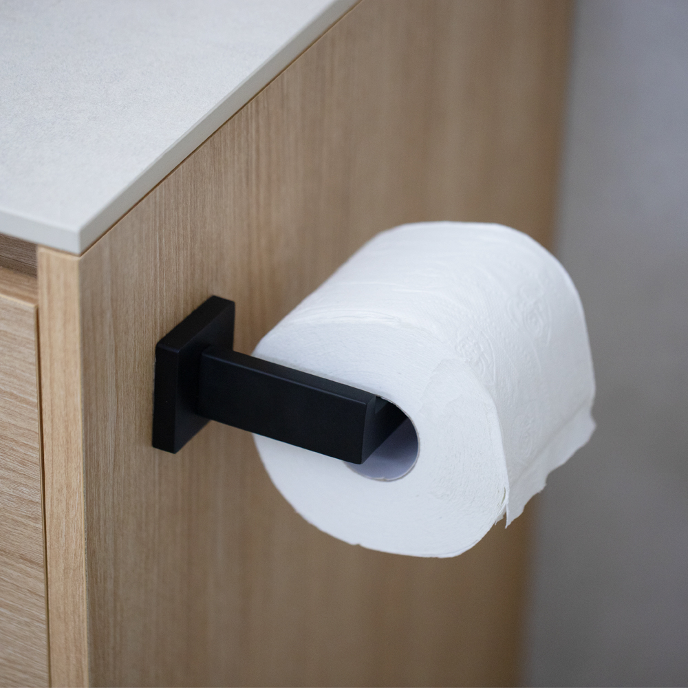 무타공 블랙 304 스텐 휴지 걸이 무광 타공 니켈 걸이대 접착식 변기 두루말이 사각