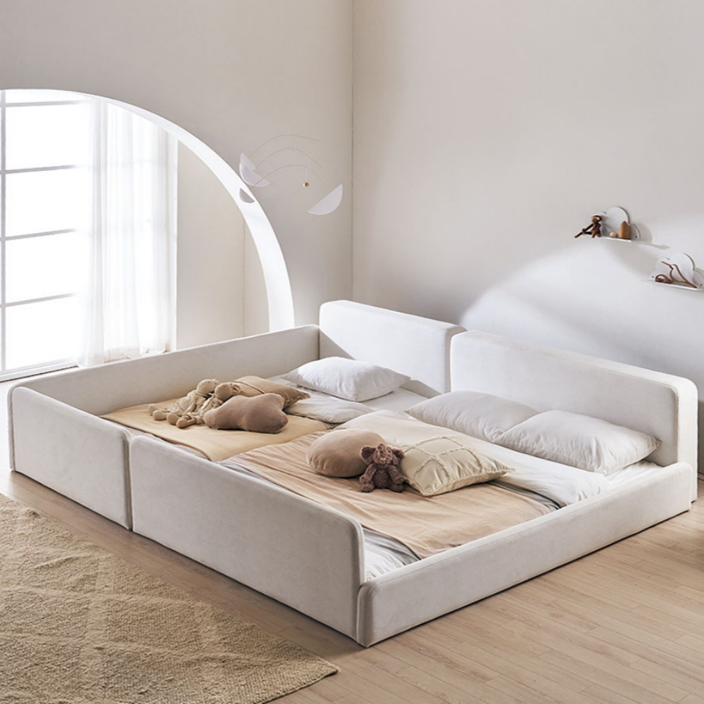 장인가구 하랑 E0등급 패브릭 저상형 높은 슬림헤드 패밀리침대 기본형 프레임 SS+SS