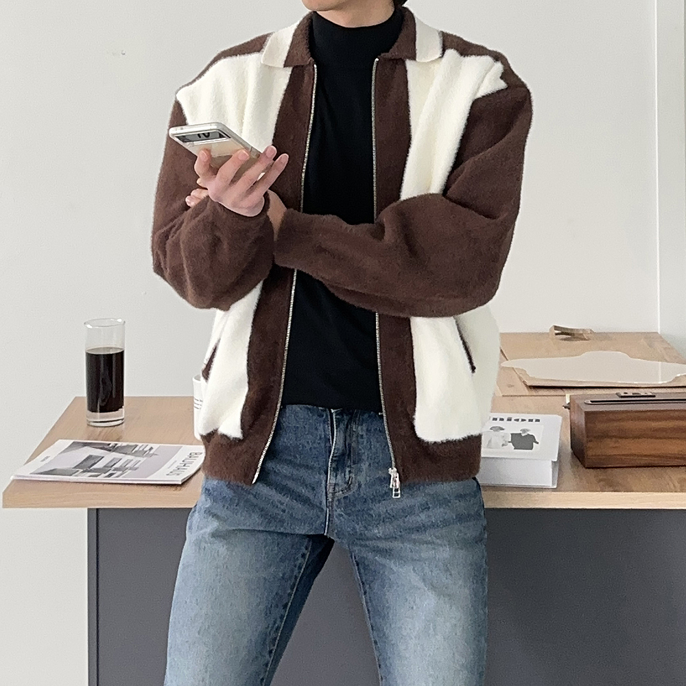 남자겨울자켓 모헤어 기모 집업 남자 자켓 이미지 2