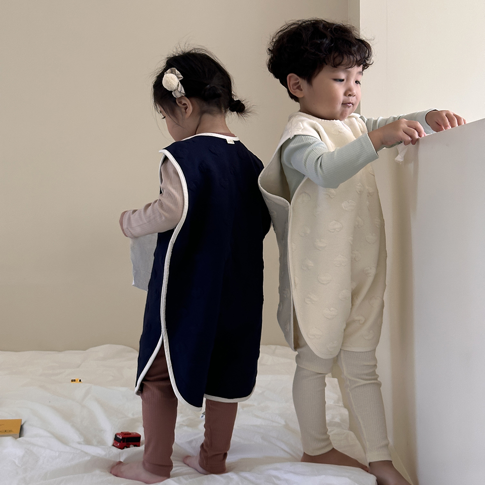 올포홈 하트 자가드 아기 수면조끼 가을 겨울 아동용 베이비 수면조끼 아이보리 스몰 - 상세 이미지 4