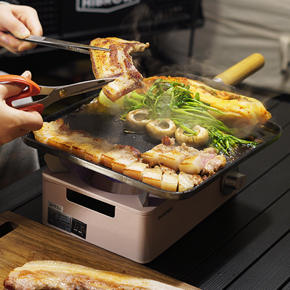 벨락 사각 그리들팬 스텐 / 캠핑그릴팬 통3중 스테인리스