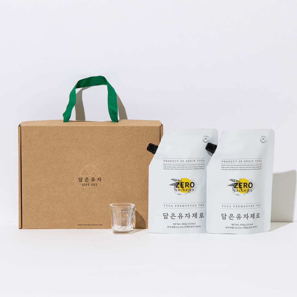 몬더스푸드 담은유자제로 파우치 선물세트 450gX2 계량컵 - 상세 이미지 2