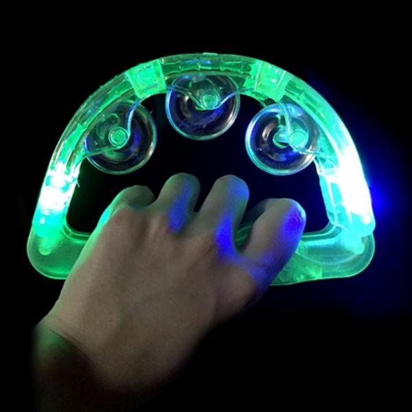 미니 탬버린 업소용 노래방 불빛 LED 야광 파티 소품 15cm - 상품 이미지