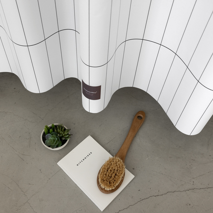 원세븐나인 패브릭 샤워커튼 네로우 그리드 블랙 M