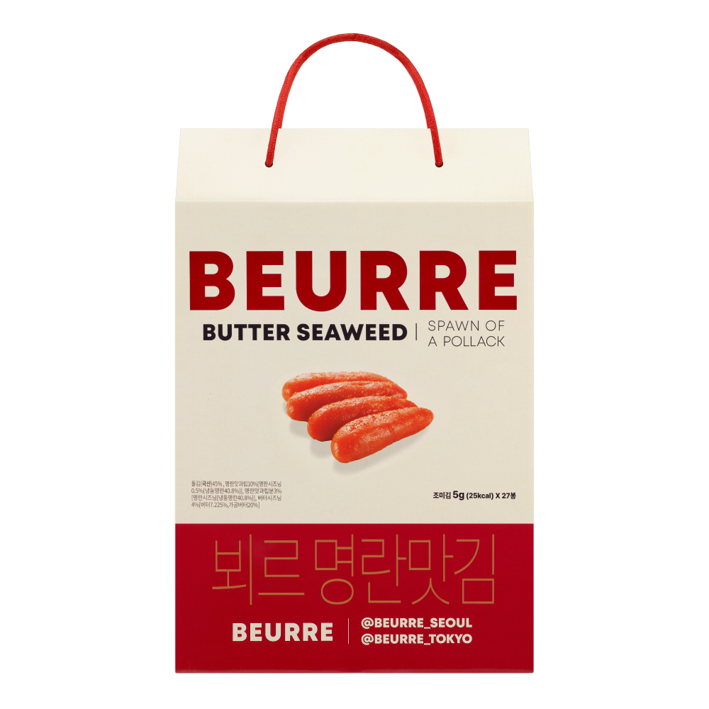 뵈르김 선물형 27입 (타코 버터 명란 트러플 불닭) 맥주안주 명란김 곱창김