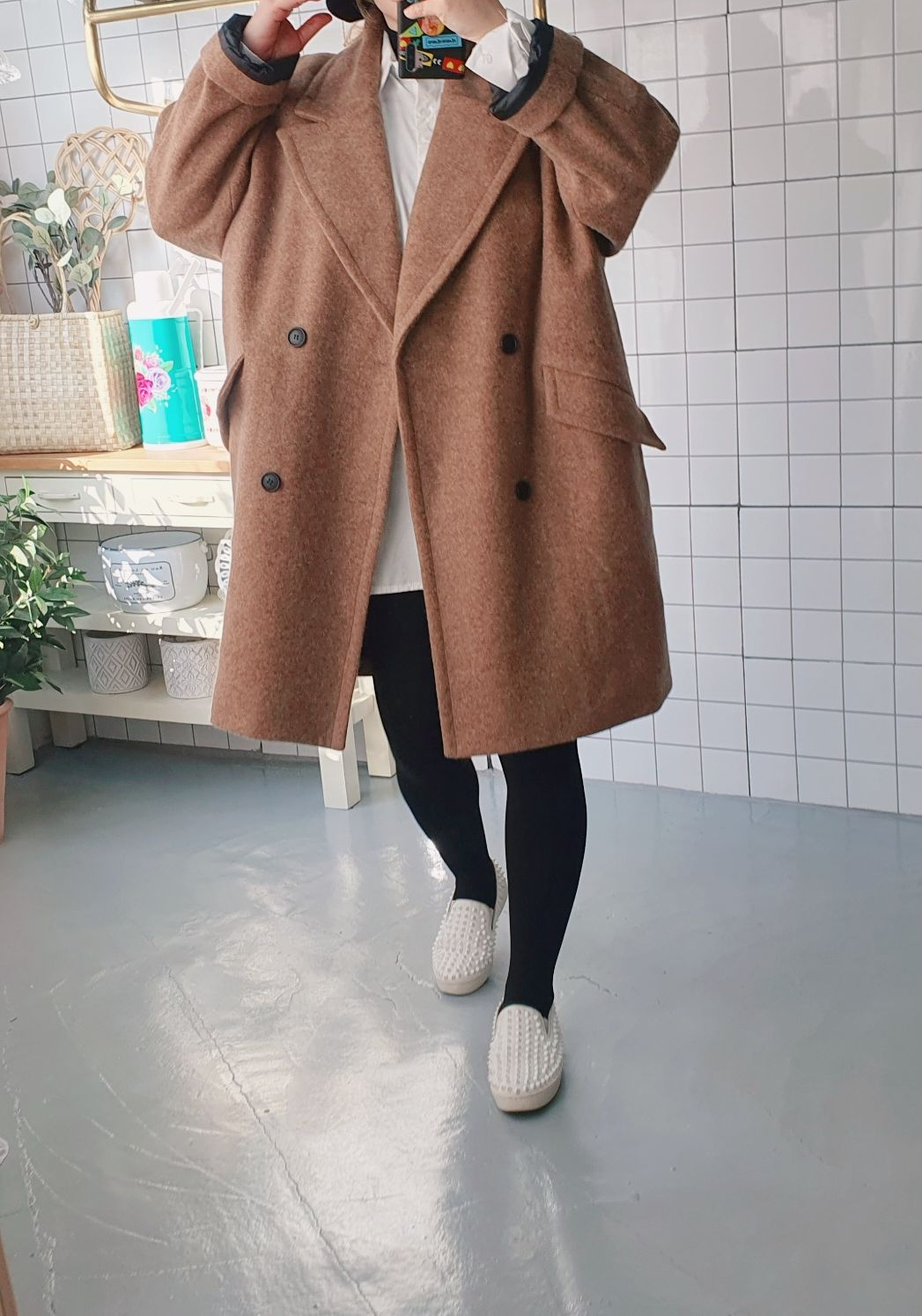 남녀공용 오버핏 모직 코트 이미지 7