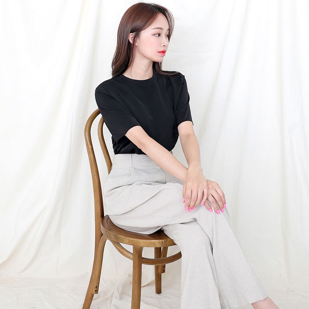 라운드블라우스 반팔블라우스 [찰랑] 이미지 2