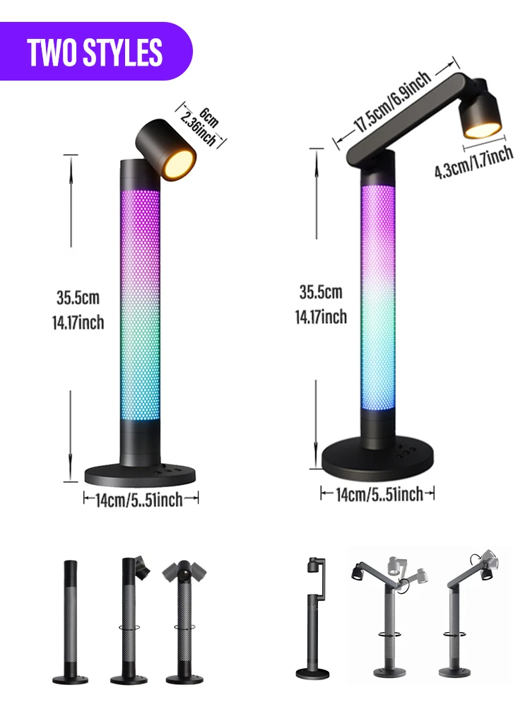 LED 스마트 와이파이 책상 램프 RGB 테스크탑 앱 밝기 조절 음성 제어 침실 게임방 - 상세 이미지 5