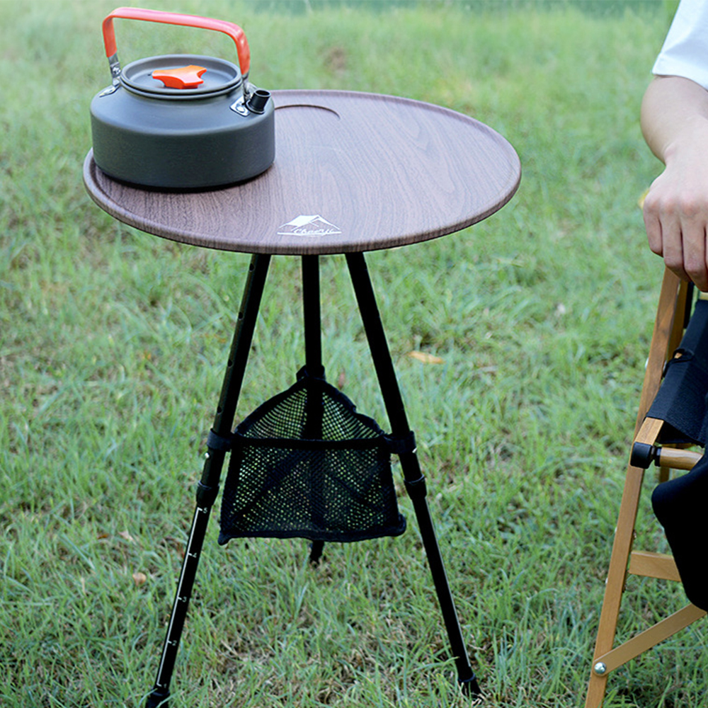 초경량 원형 테이블 블랙 접이식 휴대용 폴딩 캠핑 사이드 알루미늄 철제 높이 길이 조절 초경량 쉘프 받침대 선반