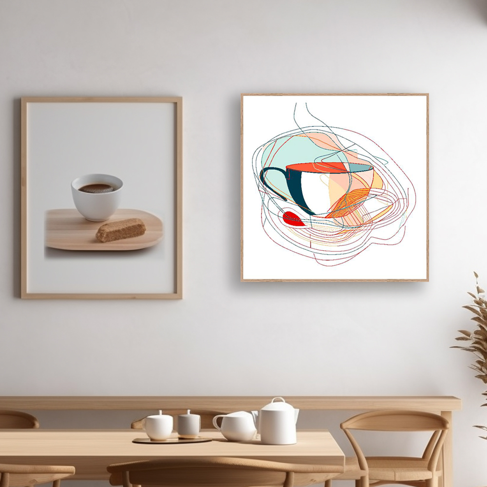 모닝커피향기 45cn x 45cm 무광블랙 알루미늄액자 그림 아트 - 상세 이미지 2