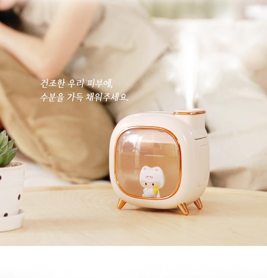 아이보리 사무실 귀여운 가습기 고양이 미니 사무실 가습기 무드등 - 상세 이미지 4