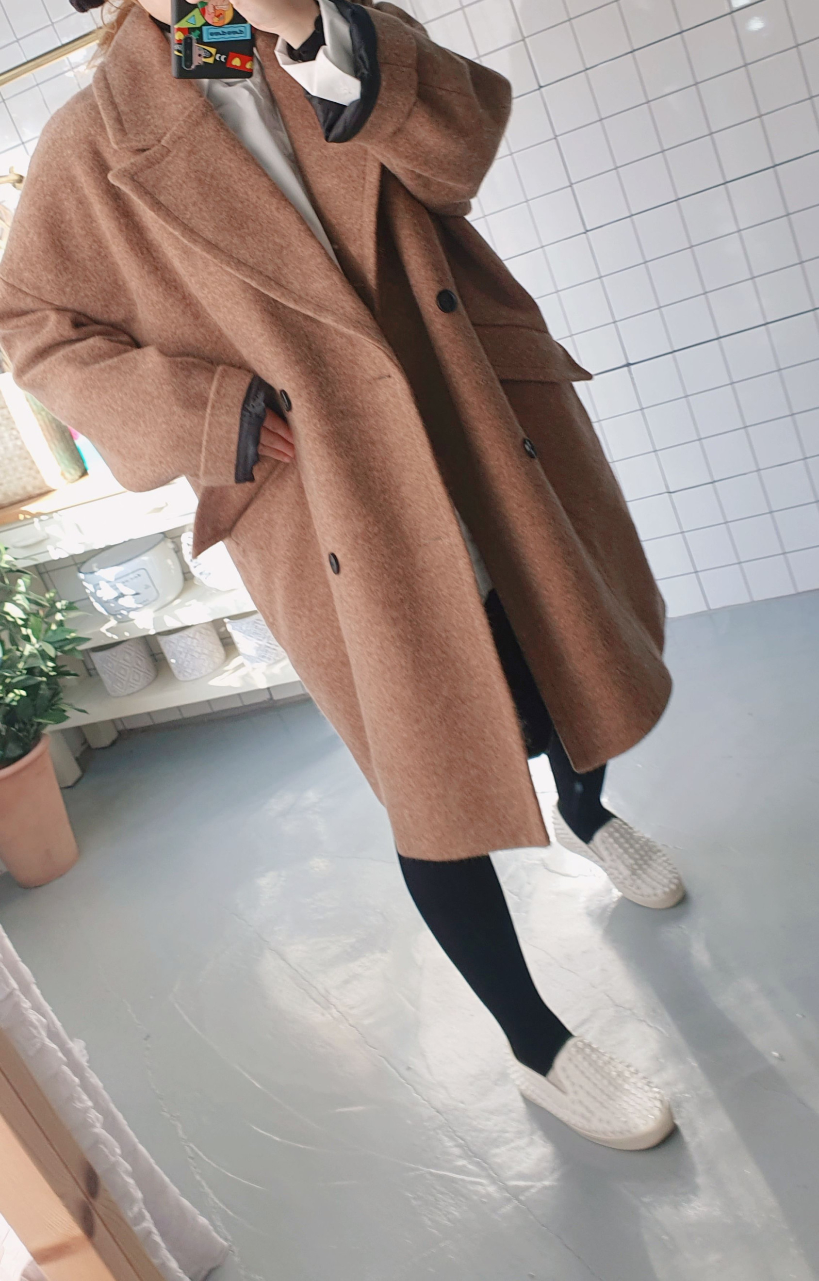 남녀공용 오버핏 모직 코트 이미지 6