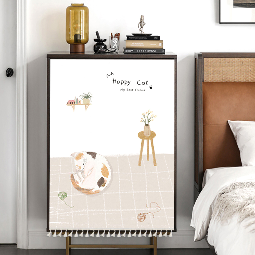 책장 선반 가리개 찍찍이 벨크로 붙이는 커튼 수납장 가림천 창문 가림막 6종 브라운캣 S