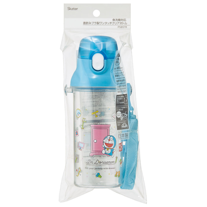 스케이터 도라에몽 캐릭터 식기세척기 대응 드링킹 타입 원푸쉬 클리어 보틀 480ml PSB5TR - 주방·식기 - 하카타몰